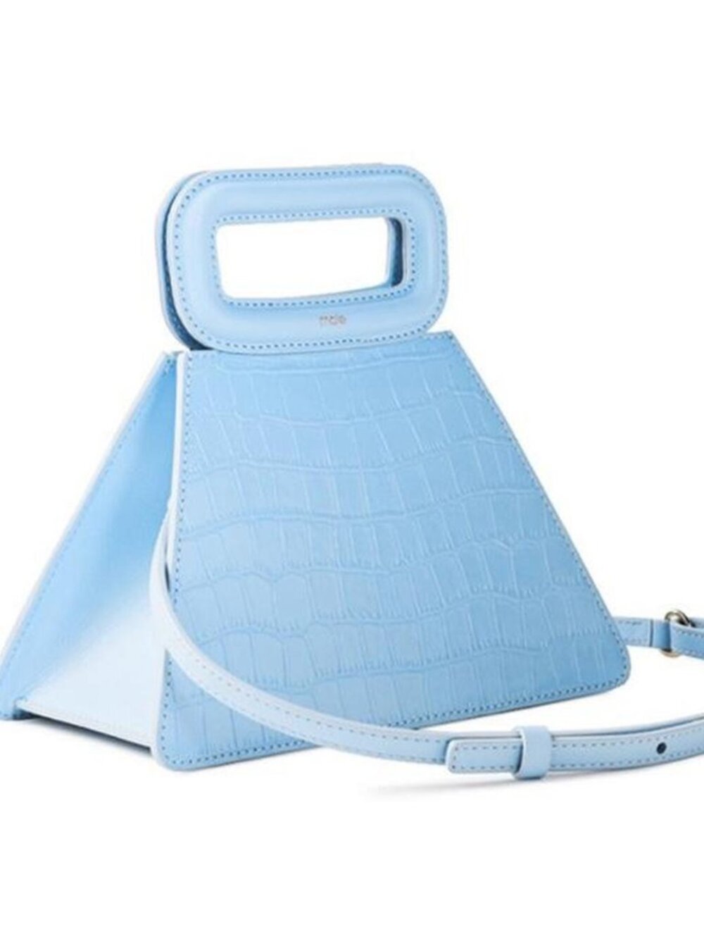 Maje baby blue embossed mini crocodile bag